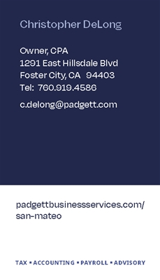 Padgett Business Cards 2-Sided VERTICLE